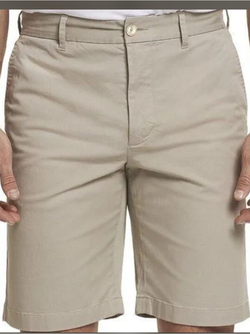 Robert Graham white Trim Classic Tan Chino Shorts 34 khaki preppy leather label